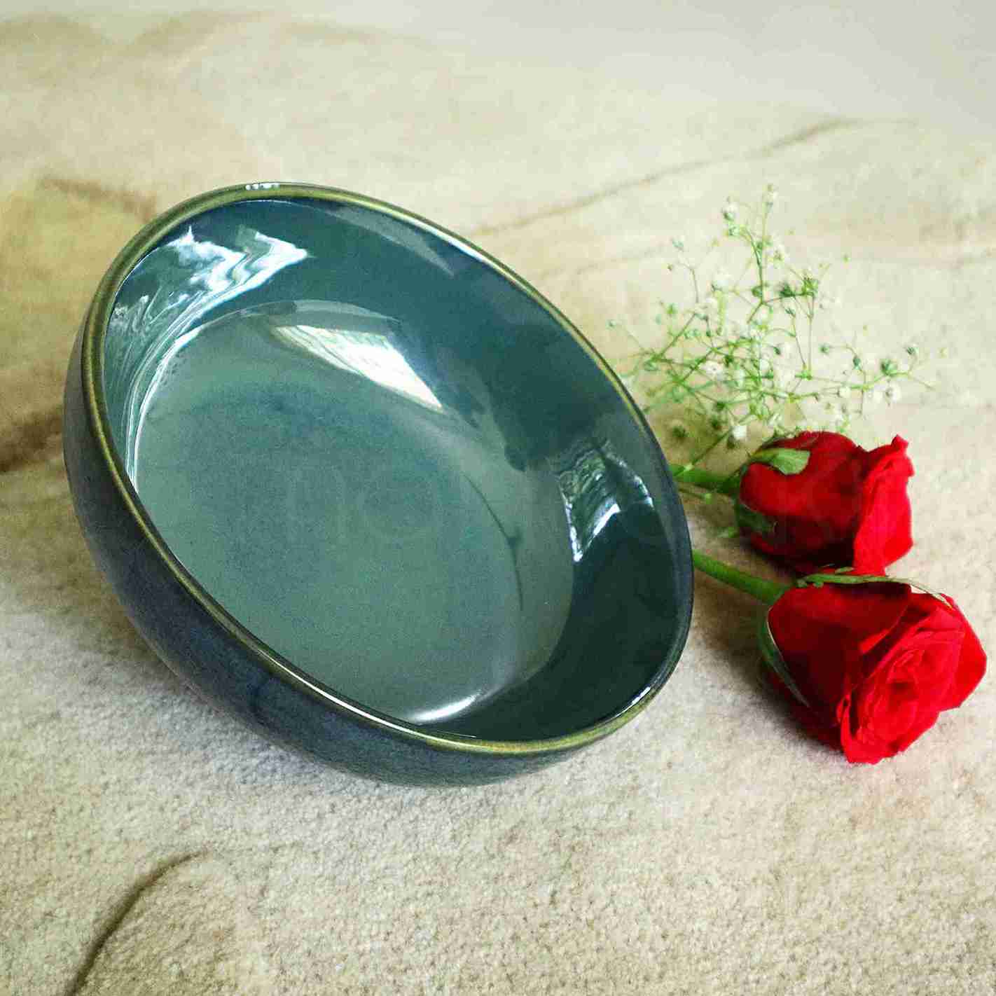 Peacock Green Serving Bowl - Main Image