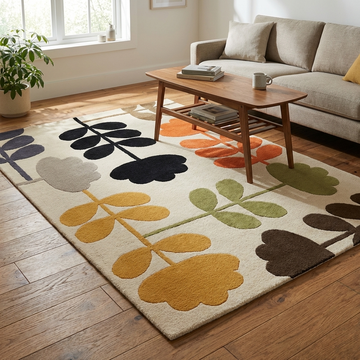 Multi colour Leaf Tufted rug