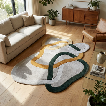 Irregular Multicolour Tufted rug