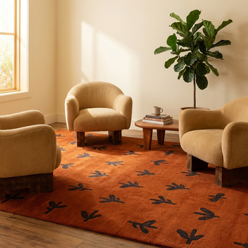 Yarn leaf Orange Tufted rug