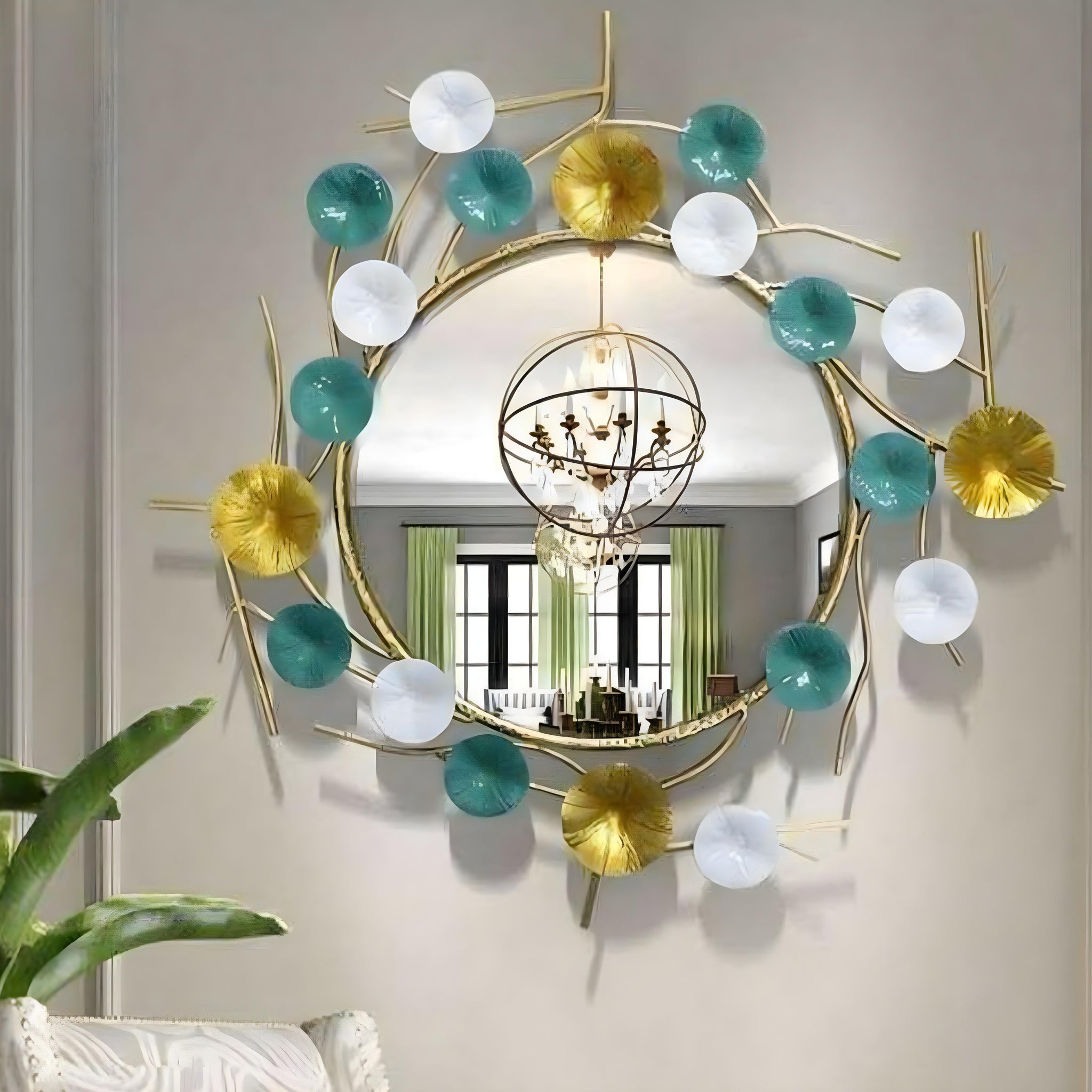 Aqua Bloom Wall Mirror