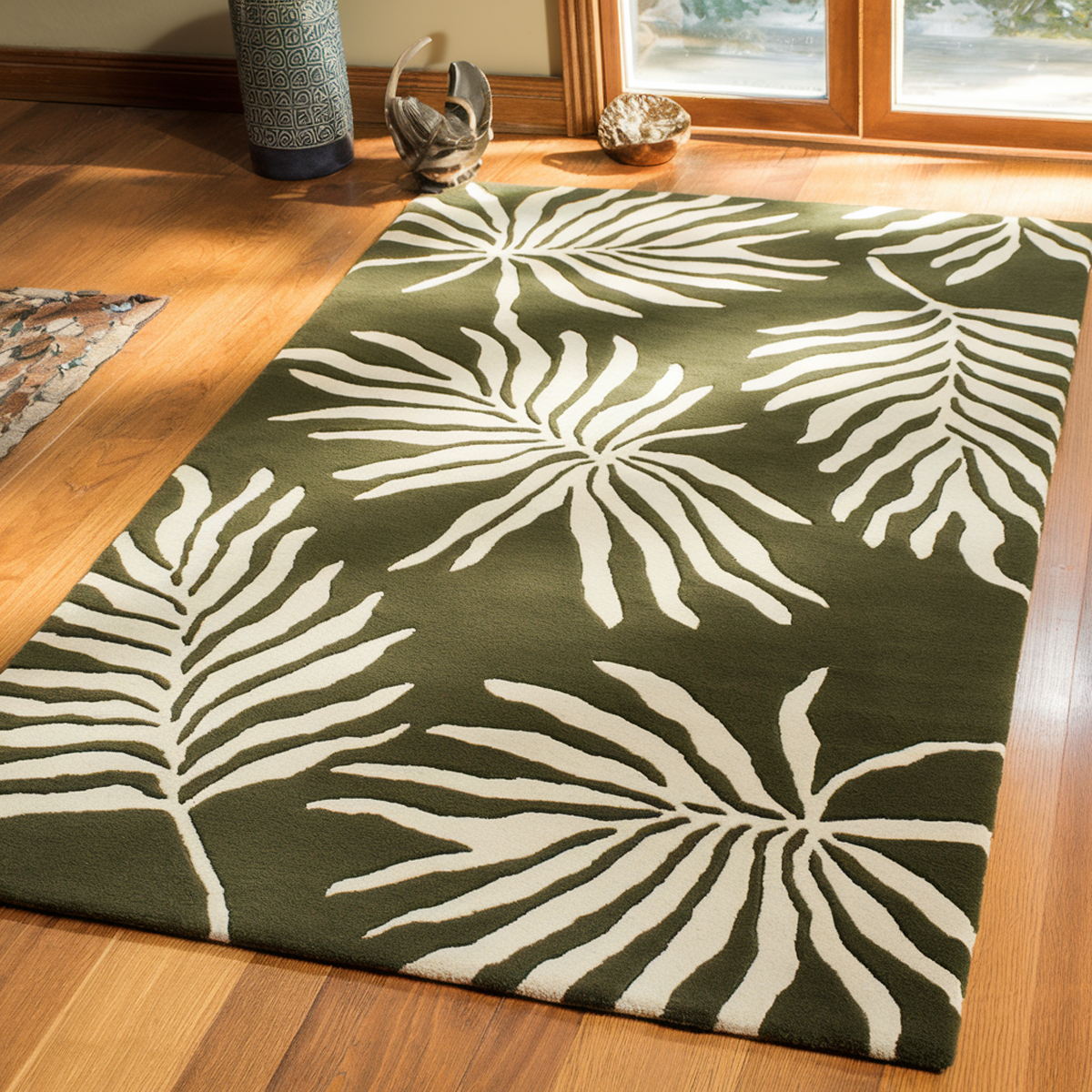 Fern Pattern Rug Fern leaf green rug
