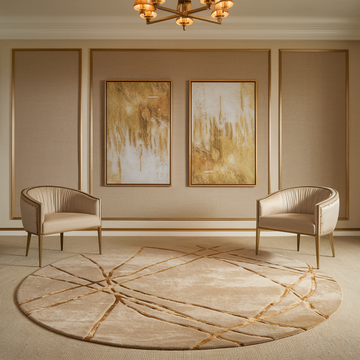 Beige & Gold round rug