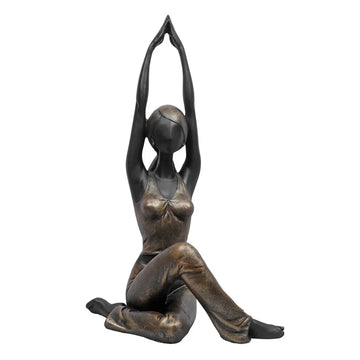 Lady Yoga Figurine Seated Namaste Posture Black & Gold