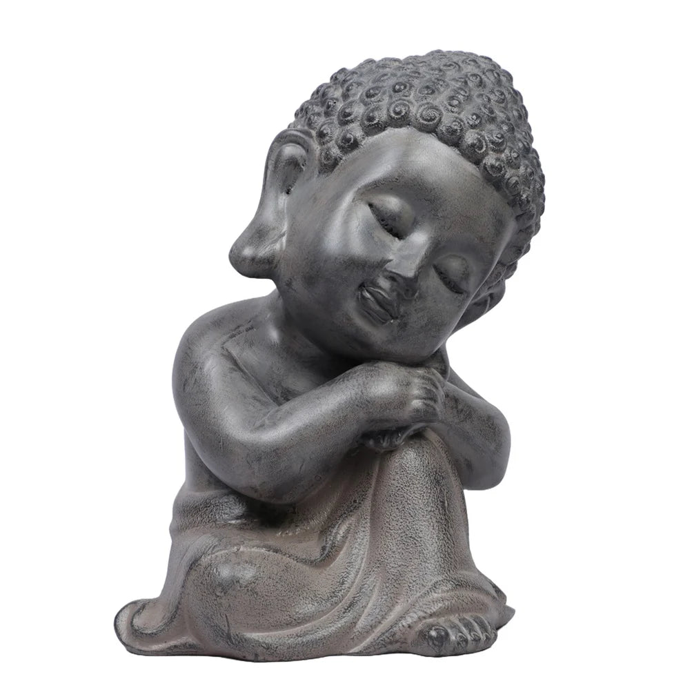 Thinking Monk Decorative Showpiece - Rust Iron, 17cm