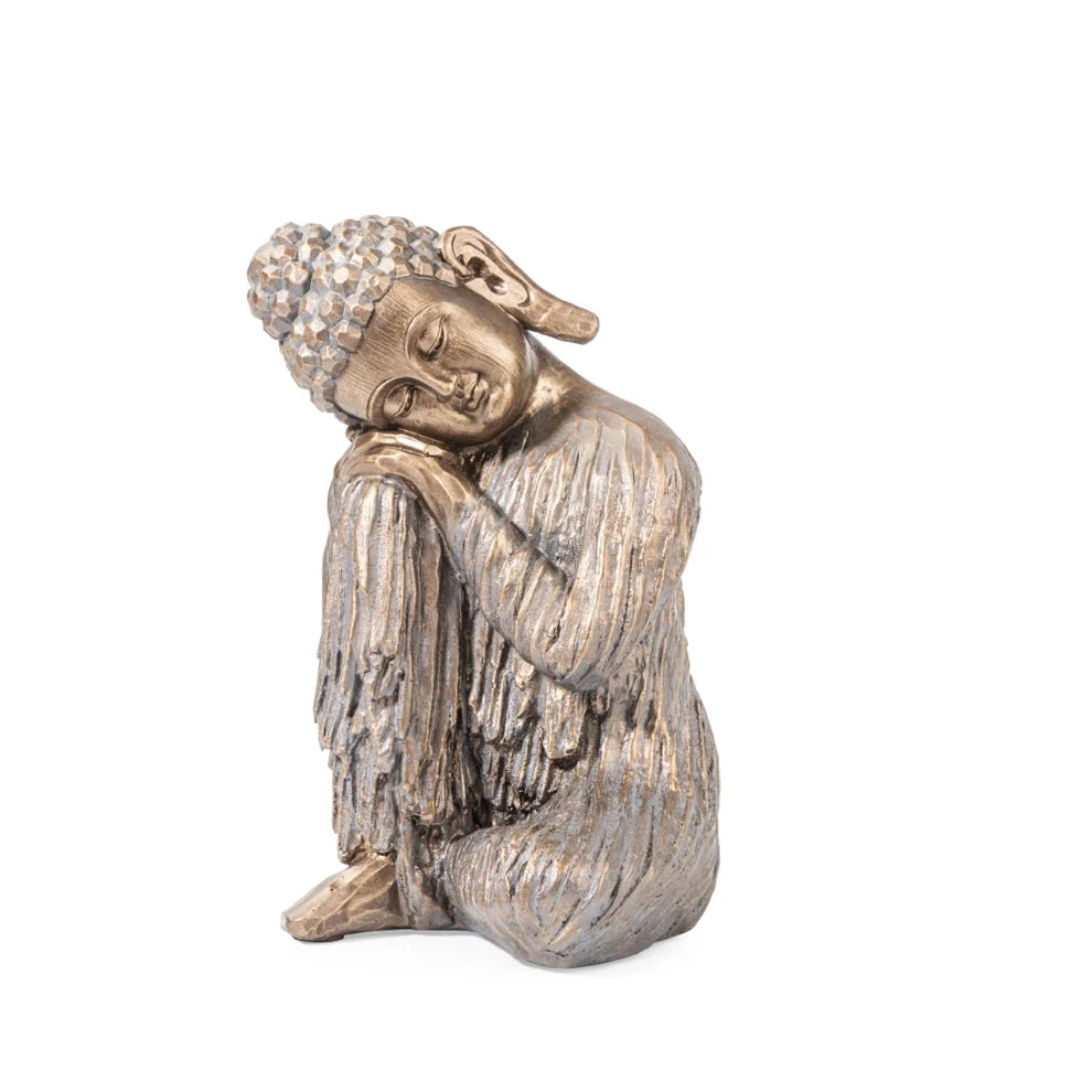 Wood Finish Resting Buddha – Antique Gold