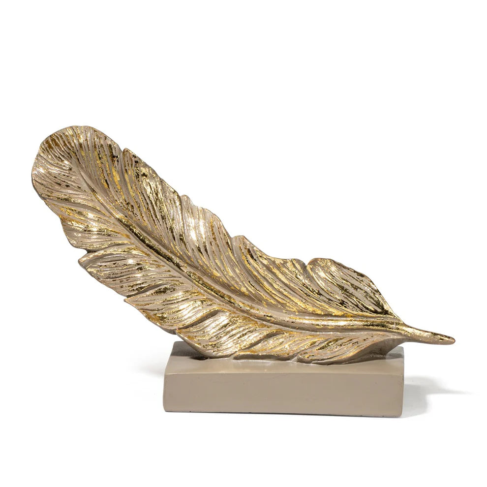 Feather of Elegance Calandi's Feather Sculpture - Ash Grey & Gold -