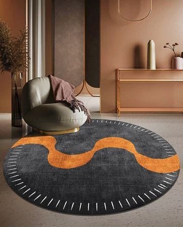 Abstract orange black pattern Decorative Tufted rug