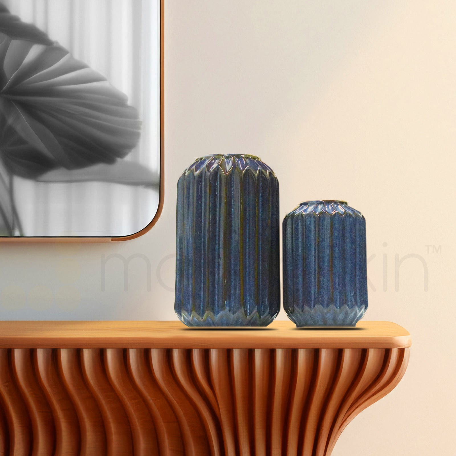 Blue striped Vase Small